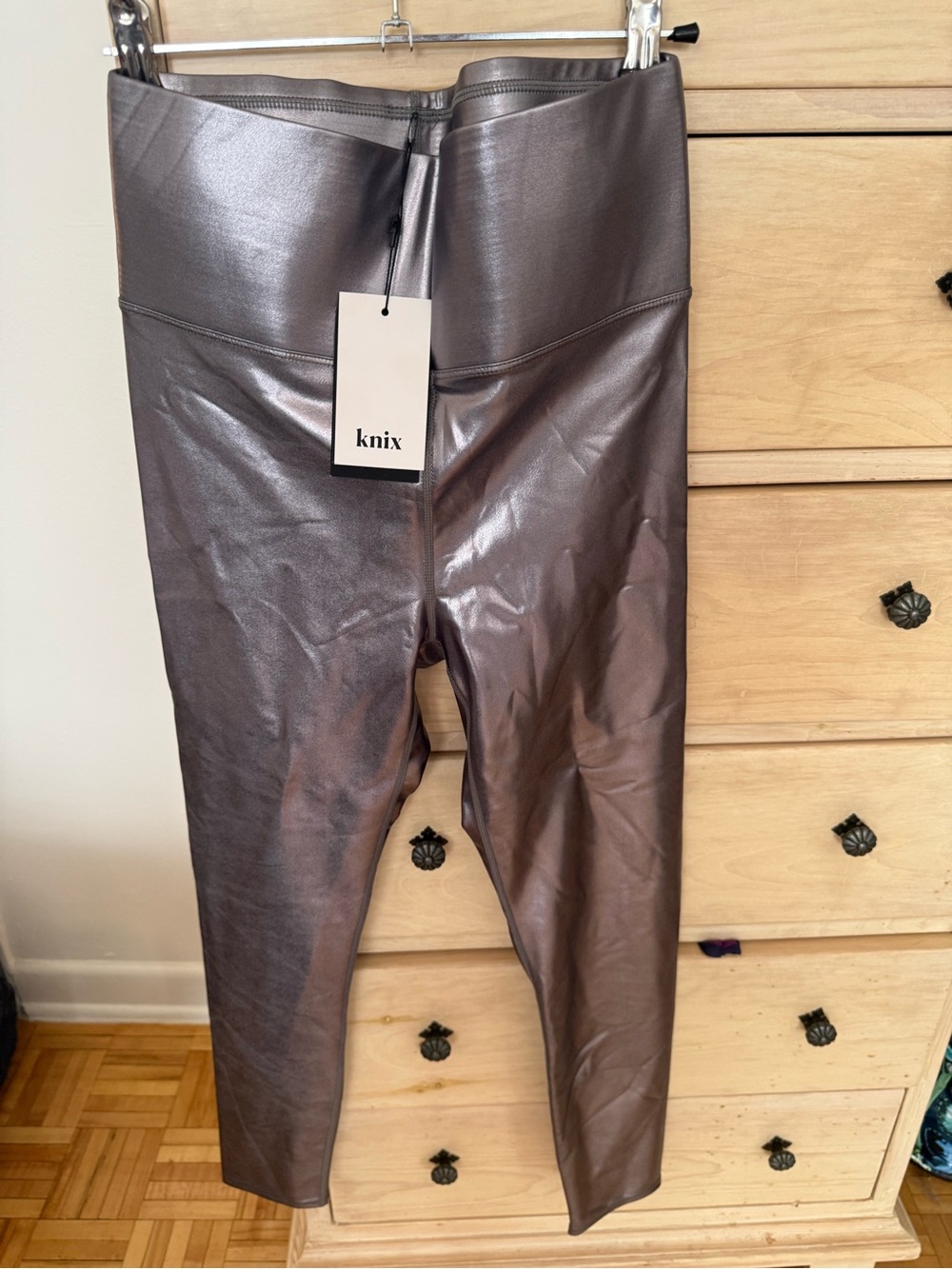 Knix x Birds Papaya Metallic Silver High-Waist Leggings